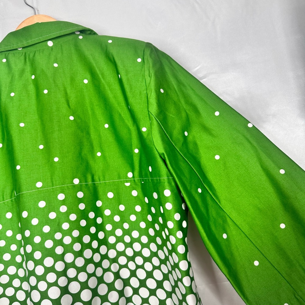 Dressbarn Vibrant Green Polka Dot Crop Coat Size L - Picture 7 of 11